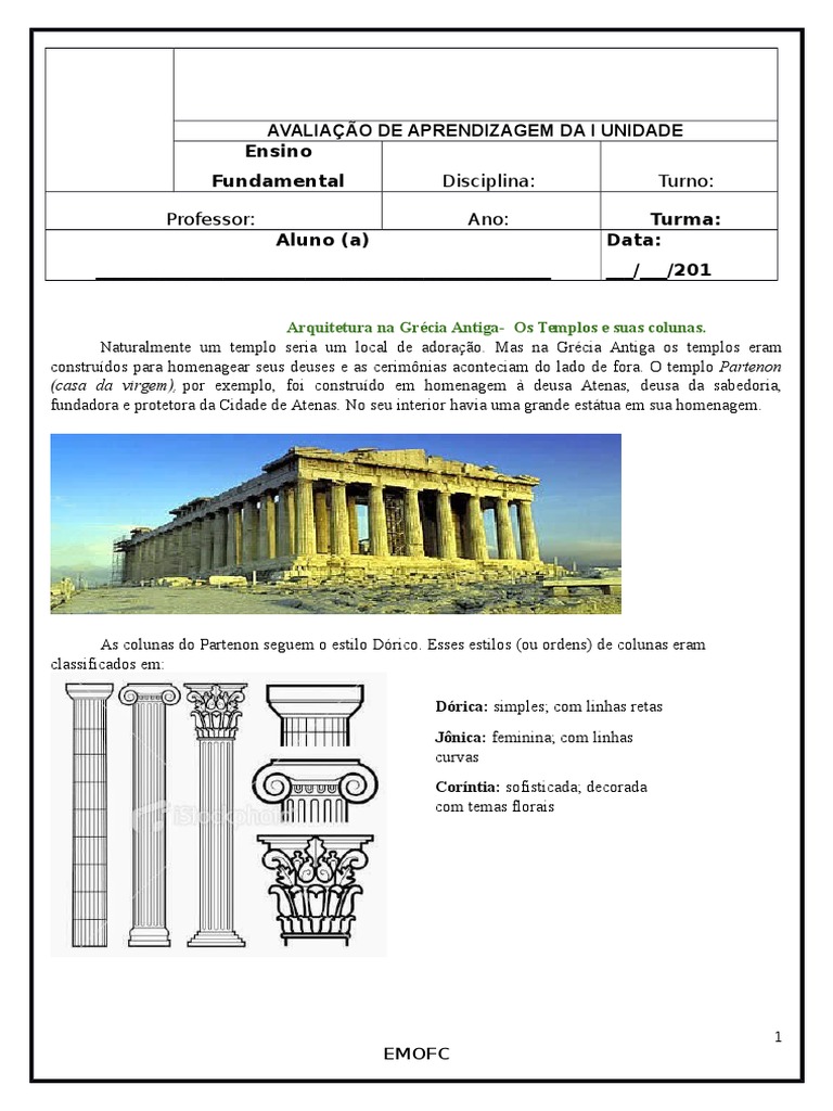 Arquitetura Grega - 6 Ano A | PDF