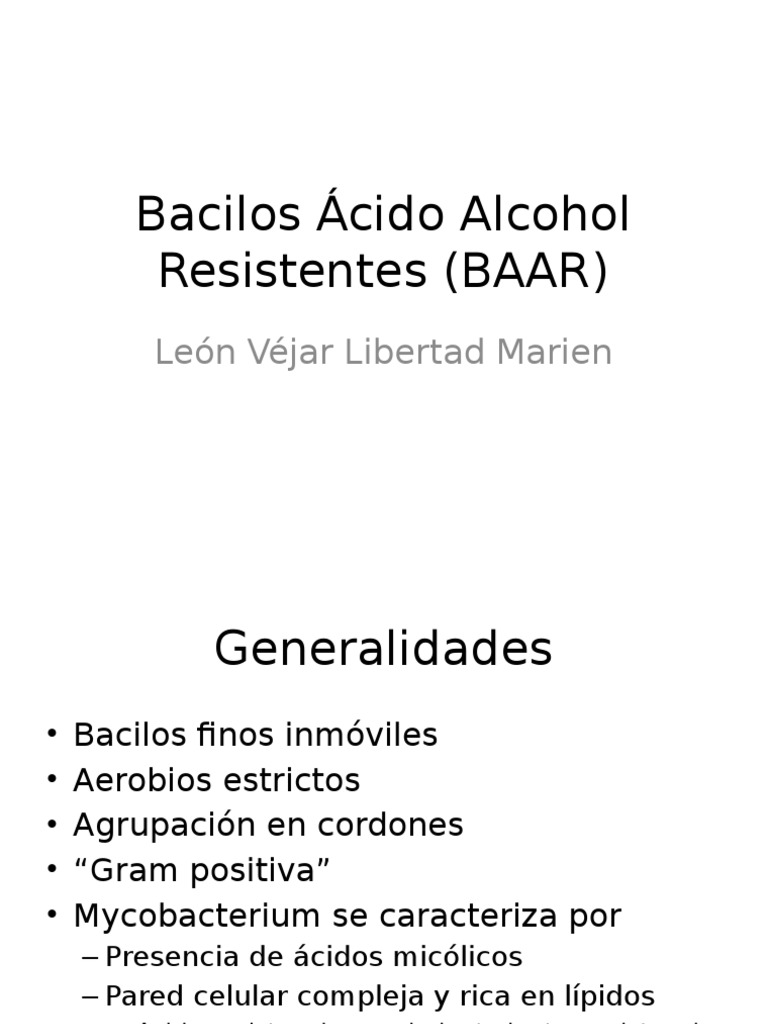 Bacilos Ácido Alcohol Resistentes y Tuberculosis | PDF | Salud y ...