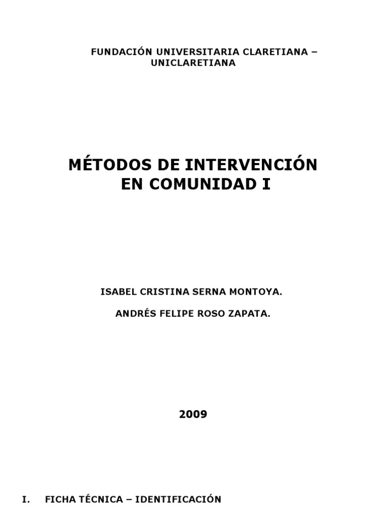Métodos de Intervención Comunitaria | PDF | Comunidad | Trabajo Social