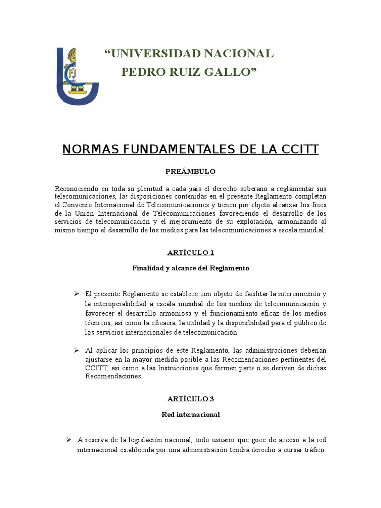 Normas Fundamentales de La Ccitt | PDF | Telecomunicación | Gobierno