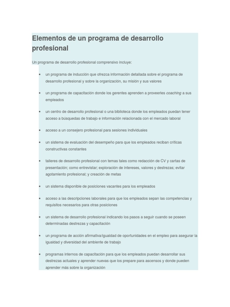 Elementos de un Programa Profesional | PDF | Información | Cognición