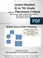 6th to 7th Grade Placement Criteria - Parent Communication