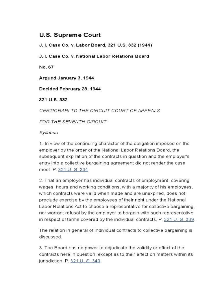 J. I. Case Co. v. Labor Board, 321 U.S. 332 (1944) Download Free PDF