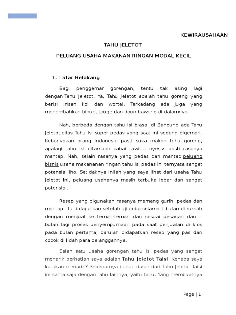 Makalah Tahu Jeletot