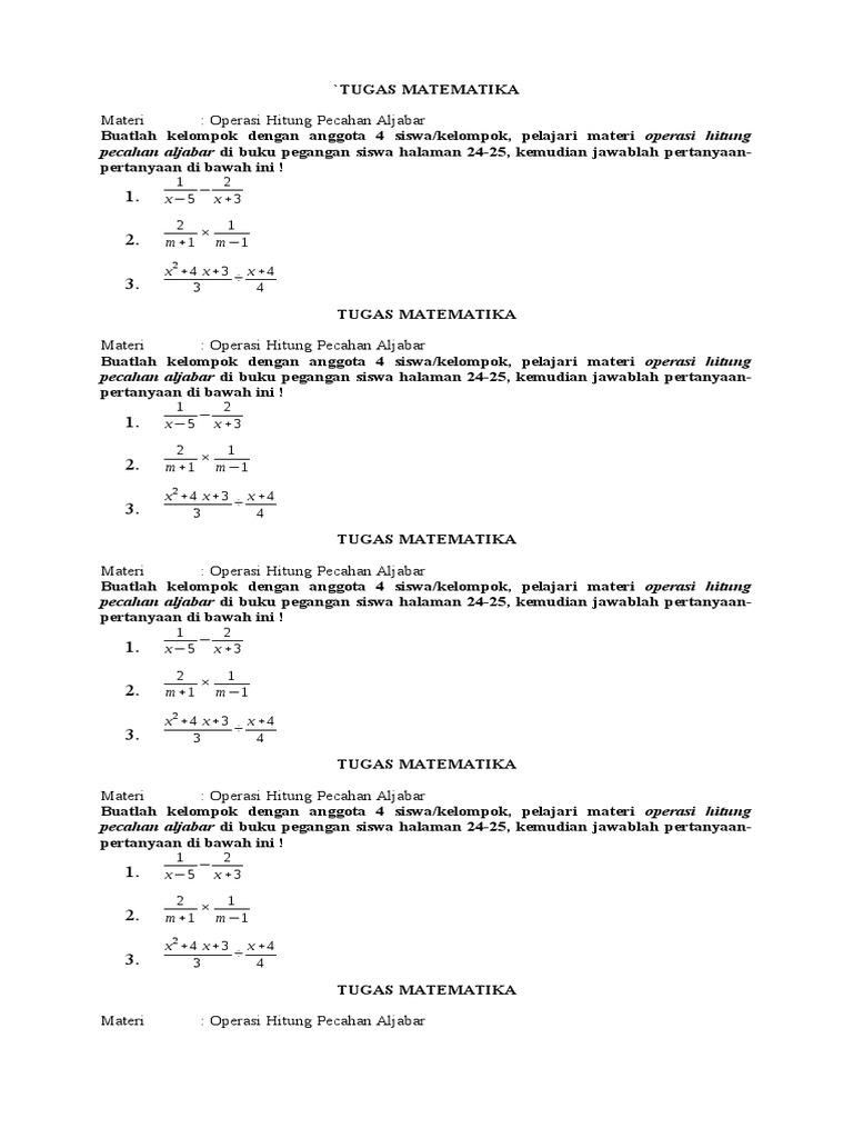 Tugas Matematika Aljabar