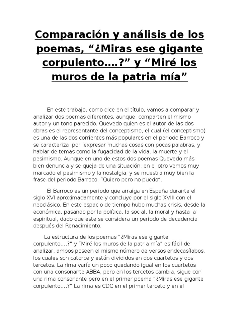 Personificación piano Sinewi Comparación y Análisis de Poemas Barrocos | PDF | Barroco