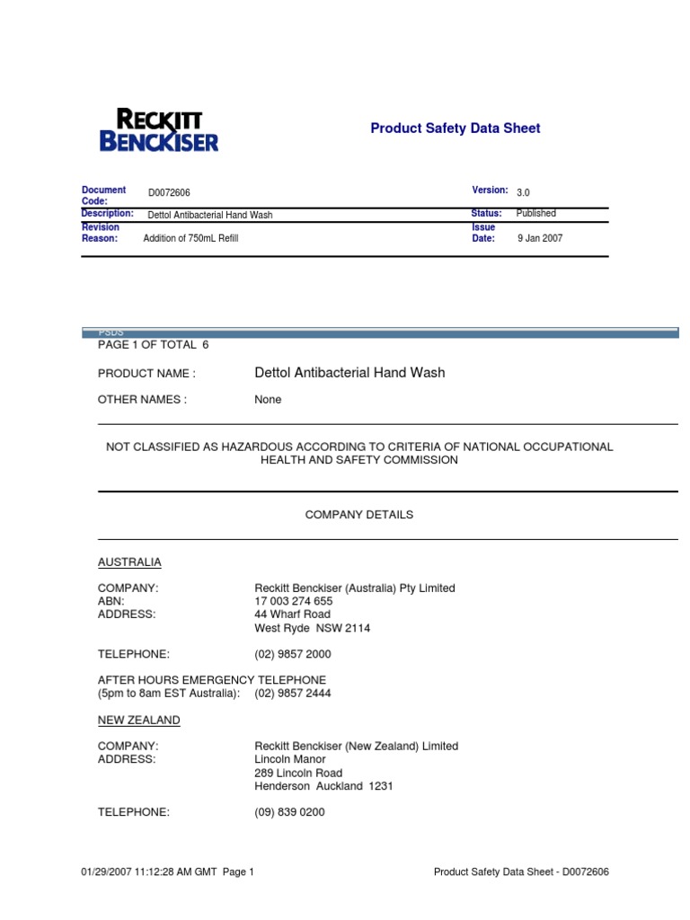 MSDS DETTOL.pdf Chemical Substances Chemistry