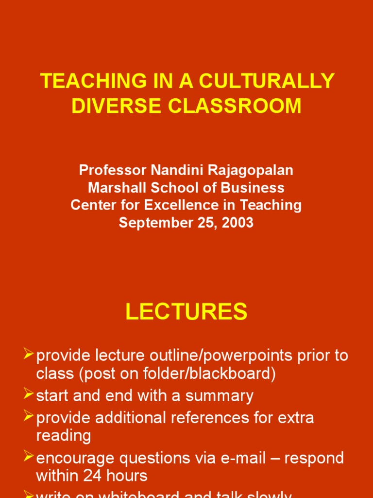 Teaching in A Culturally Diverse Classroom | PDF | Career & Growth