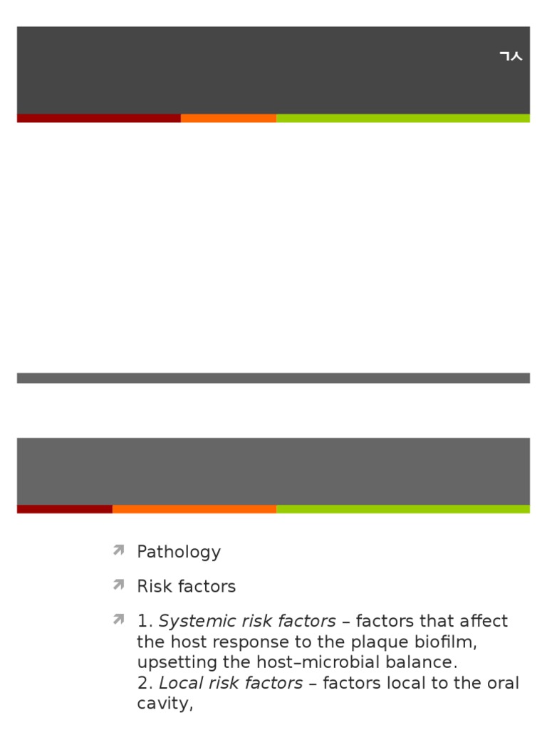 Periodontal Disease and Risk Assessments PDF Dentistry Branches