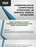 Communicative Competence Strategies in Various Speech Situations