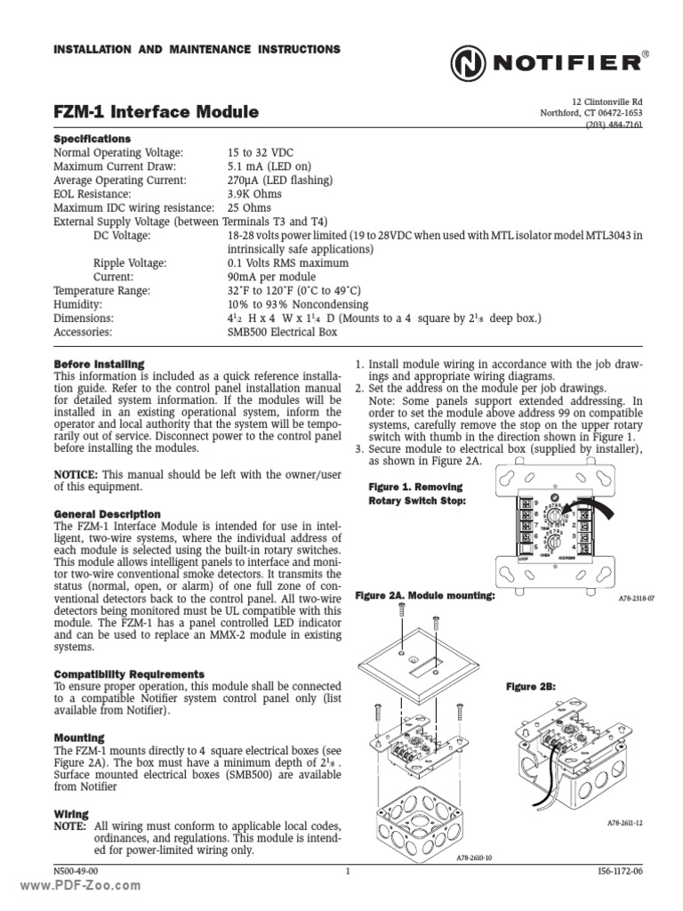 Notifier FZM 1 Interface Module Power Supply Relay
