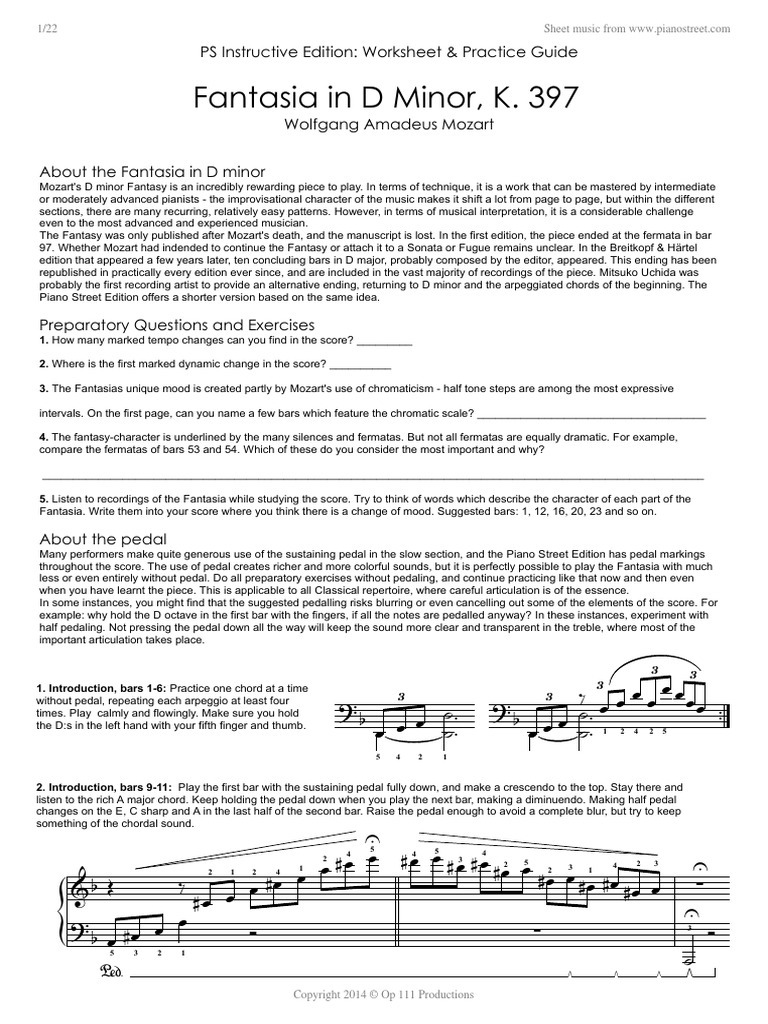 Mozart Fantasie D Minor k397 Instructive All PDF PDF Piano Libraries