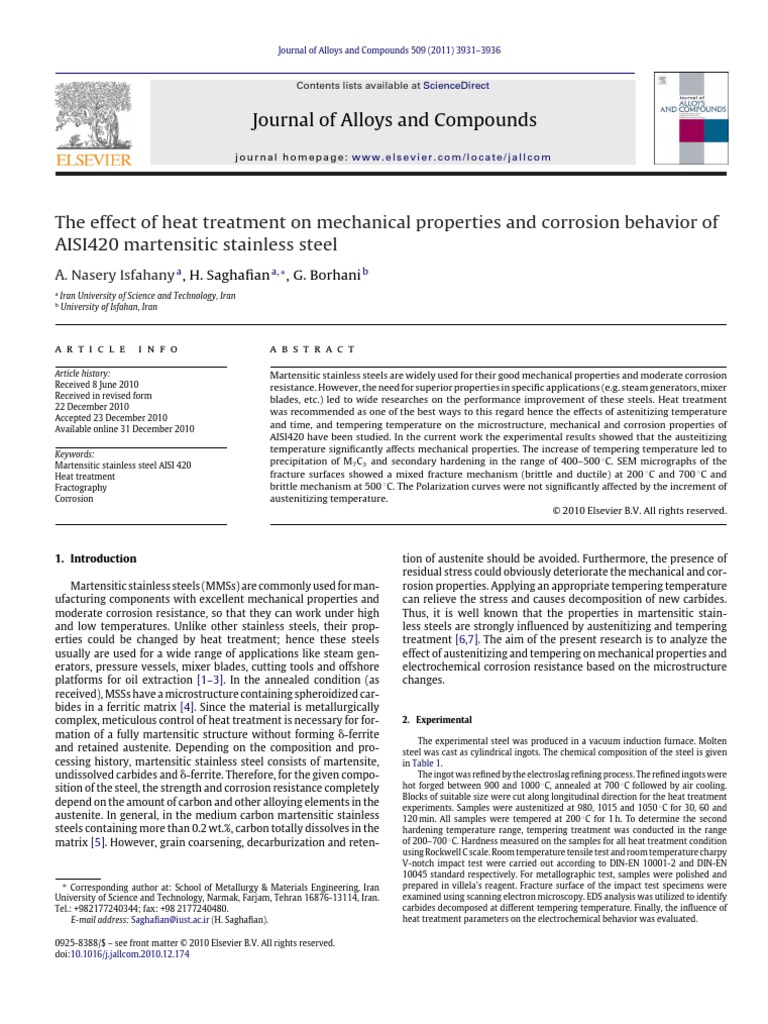 The Effect of Heat Treatment On Mechanical Properties and Corrosion ...