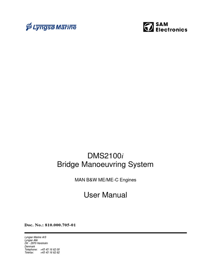 DMS2100i Bridge Manoeuvring System MAN B&W ME/ME-C Engines User Manual ...