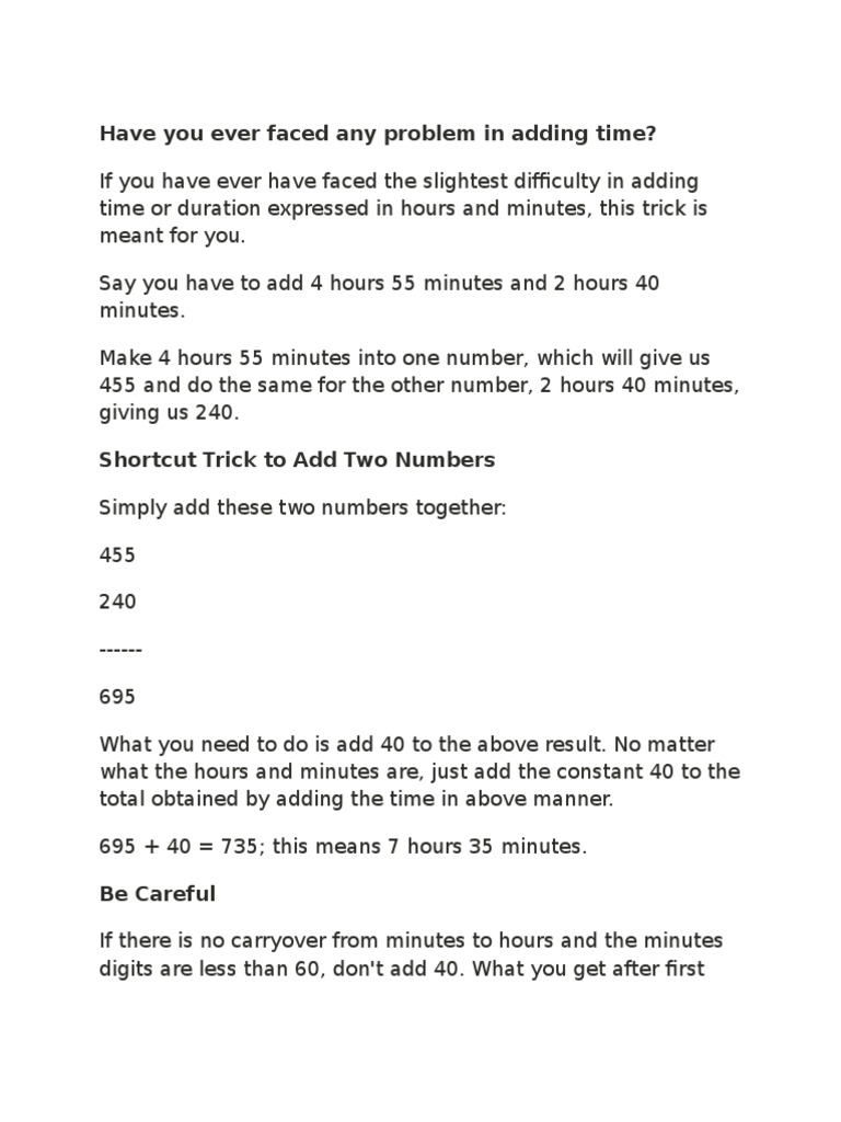 Have You Ever Faced Any Problem in Adding Time? | PDF | Finance & Money ...