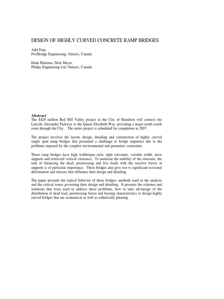 Curved Ramp Bridge Design Strategies | PDF | Prestressed Concrete ...