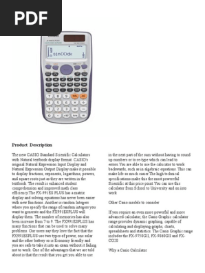 College Math by practical application using the CASIO fx-991 ES