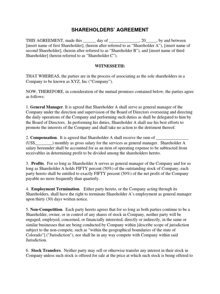 shareholder-agreement-template-1-pdf-stocks-sales