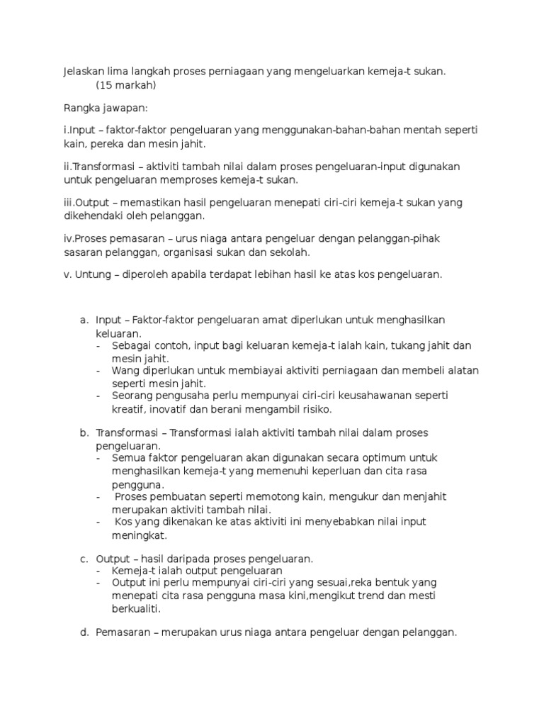 Latihan Proses Perniagaan Pdf