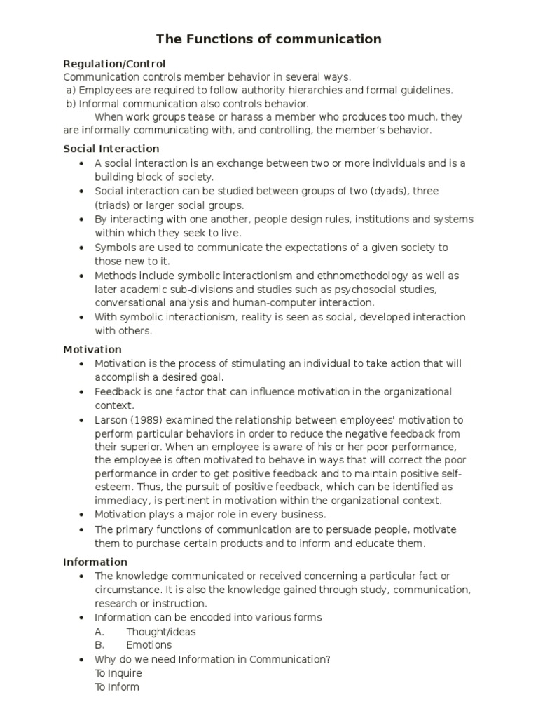Functions of Communication Explained | PDF | Nonverbal Communication ...