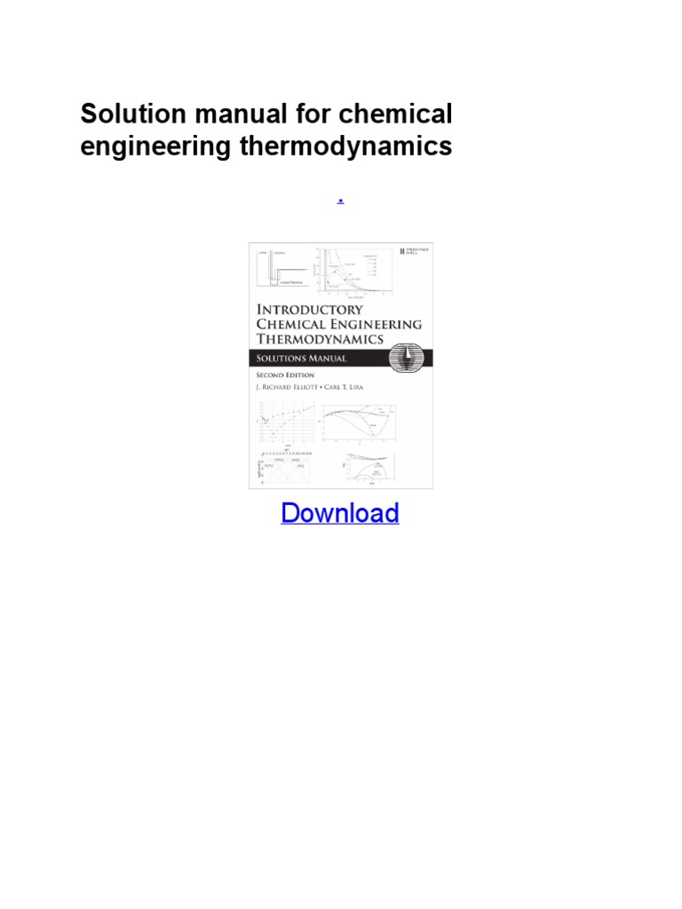 Solution Manual For Chemical Engineering Thermodynamics | PDF ...
