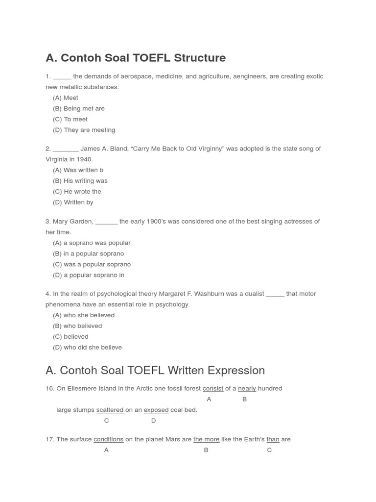 Contoh Soal Tes Toefl Dan Pembahasan Pdf File