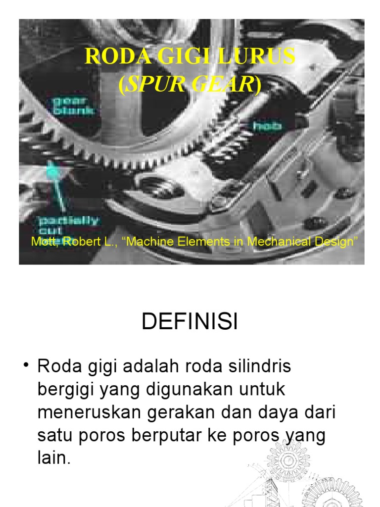 Roda Gigi Lurus: Definisi dan Spesifikasi | PDF