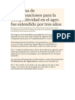 Programa de Compensaciones para La Competitividad en El Agro Fue Extendido Por Tres Años