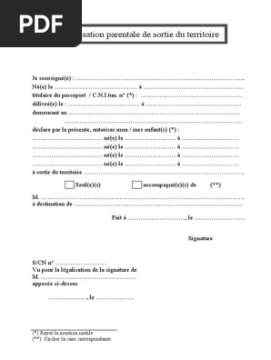 Autorisation sortie territoire tunisie