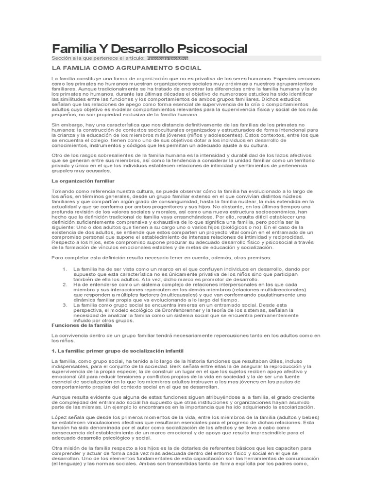 Importancia de la familia en el desarrollo | PDF | Adultos | Familia