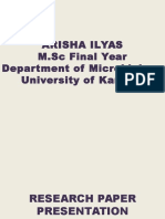 Arisha Ilyas M.SC Final Year Department of Microbiology University of Karachi