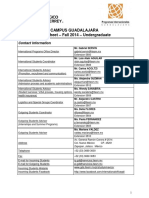 Campus Guadalajara Fact Sheet - Fall 2014 - Undergraduate: Contact Information