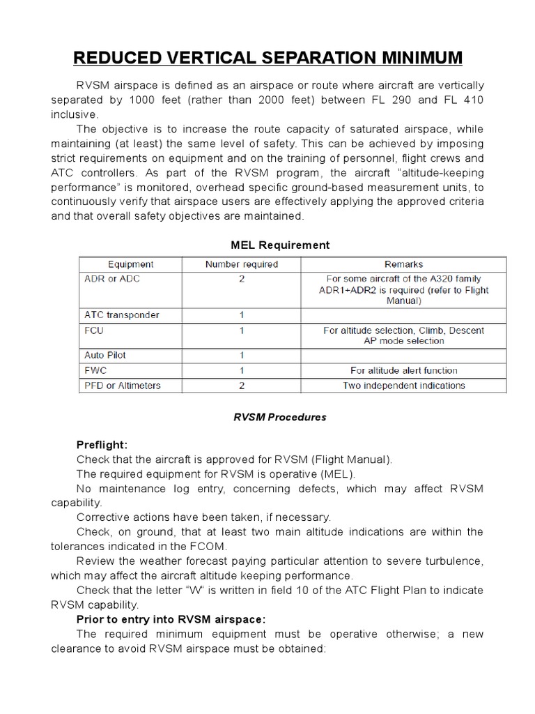 RVSM PDF Air Traffic Control Altimeter