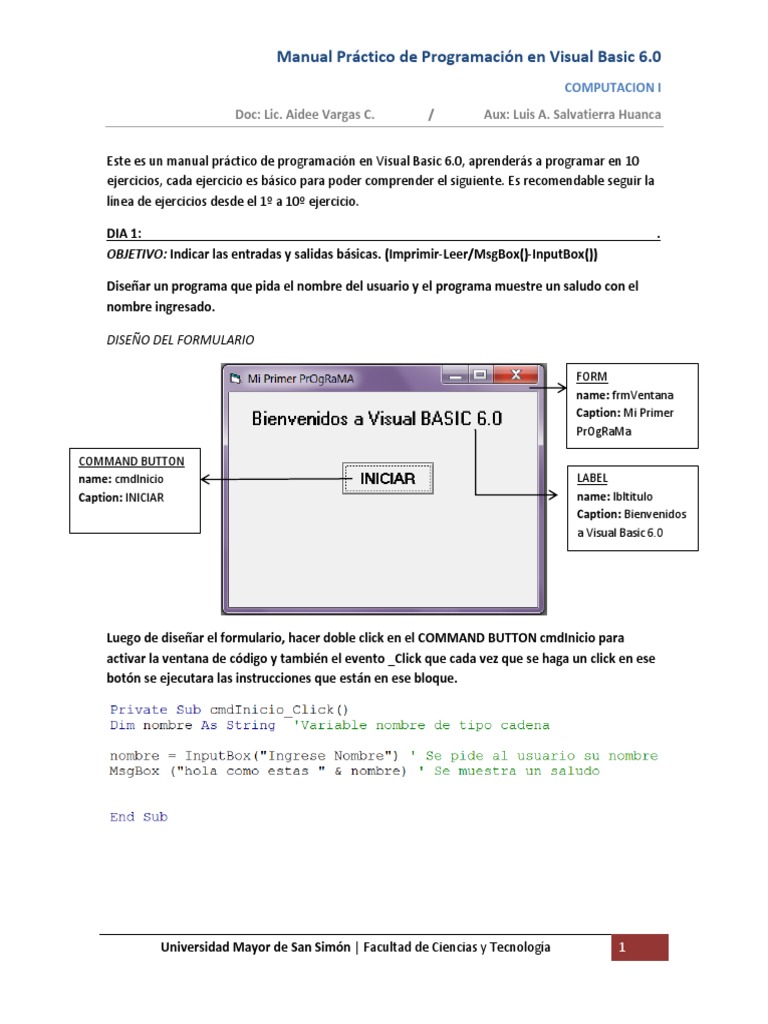 Manual Práctico de Programación en Visual Basic 6 | PDF | Básico ...