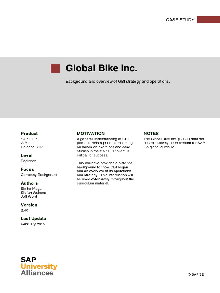 Global Bike Inc. PDF Sap Se Strategic Management