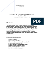 Examen de Corigenta-Lb - Engleza Clasa A - V-A: Proba B-Oral