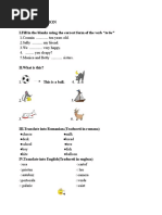 Evaluation: I.Fill in The Blanks Using The Correct Form of The Verb "To Be"