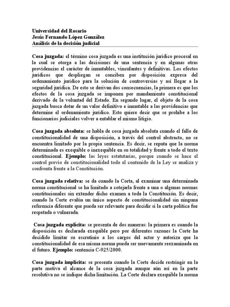 Cosa Juzgada y Ejemplos. | PDF | Res Judicata | Constitución