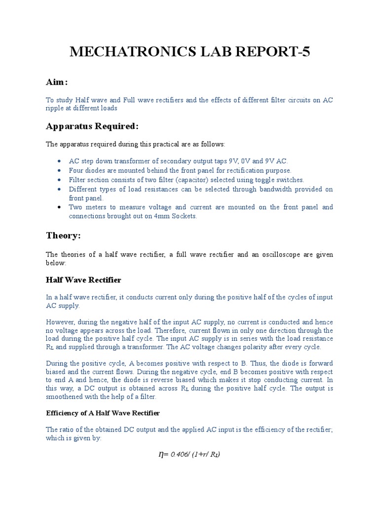 Rectifier Lab Report PDF Rectifier Amplitude