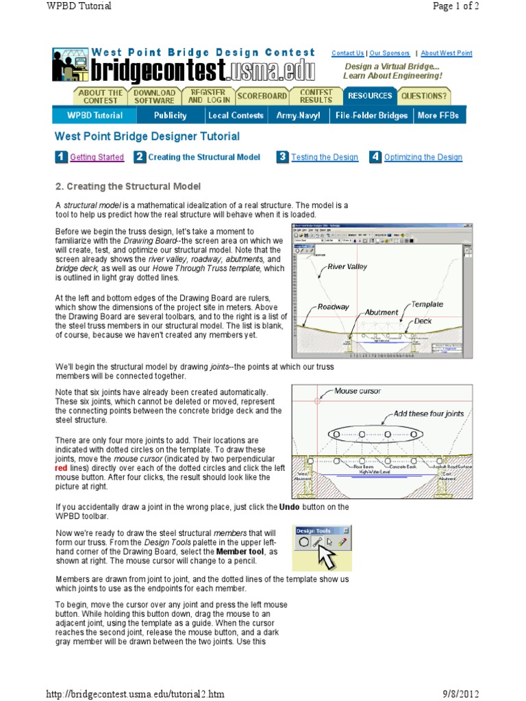 West Point Bridge Designer Tutorial 2 Creating The Structural Model