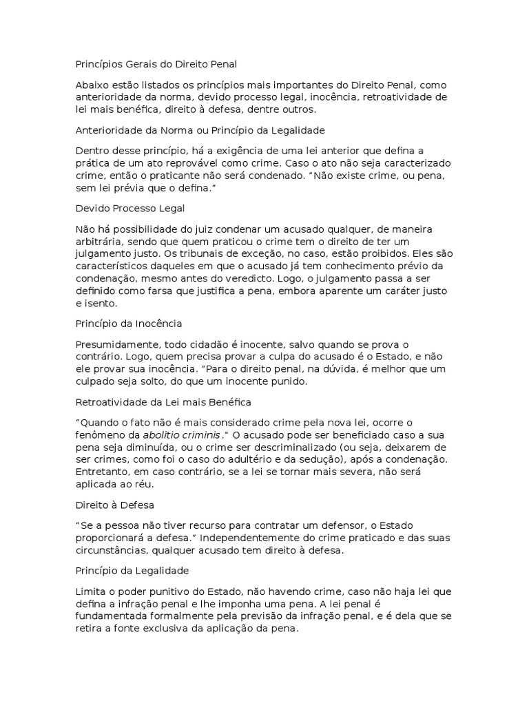 Princípios Gerais Do Direito Penal Pdf Direito Penal Crime E