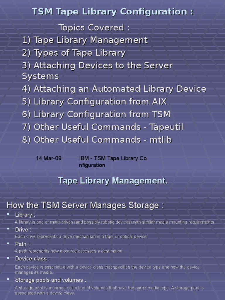 IBM Tape Library Configuration PDF Computer Data Storage Library