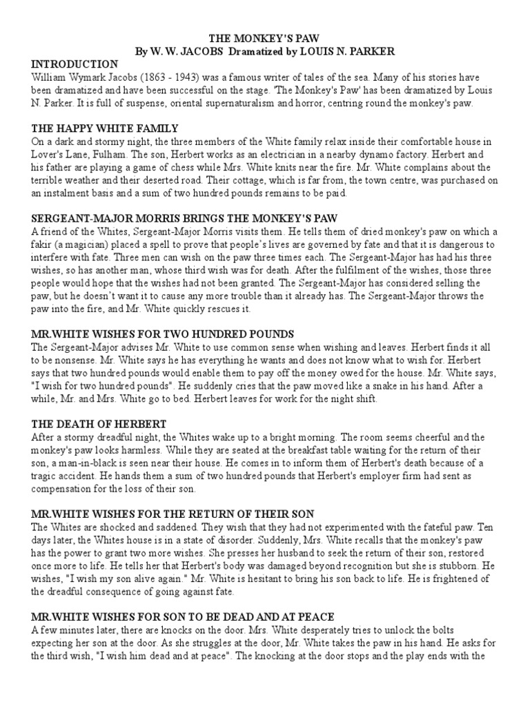 Monkey's paw essay pdf image