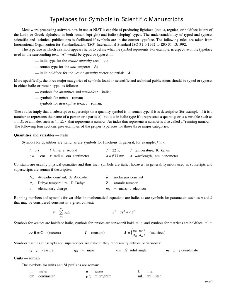 Iso Standard For Papers | PDF | Variable (Mathematics) | Typefaces