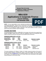 MBA 8230 Applications in Corporate Finance: Course Syllabus Fall Semester 2006