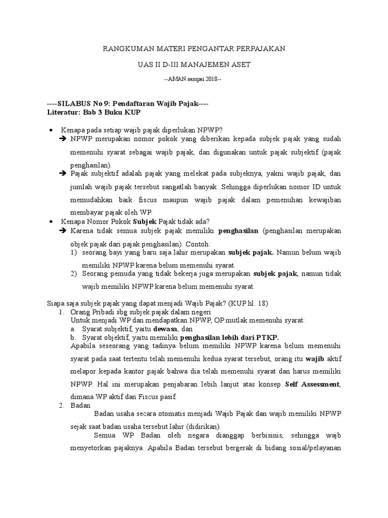 Pendaftaran dan Kewajiban NPWP Wajib Pajak | PDF | Pengelolaan Keuangan ...