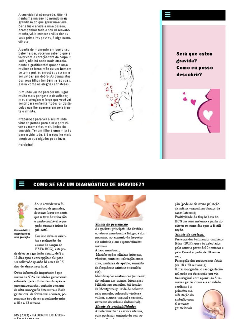 Folder - Sinais de Gestação PDF | PDF | Gravidez | Especialidades médicas
