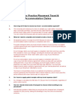 FAQ's For Practice Placement Travel & Accommodation Claims