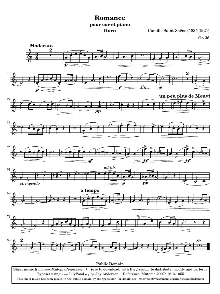 Romance French Horn Music PDF