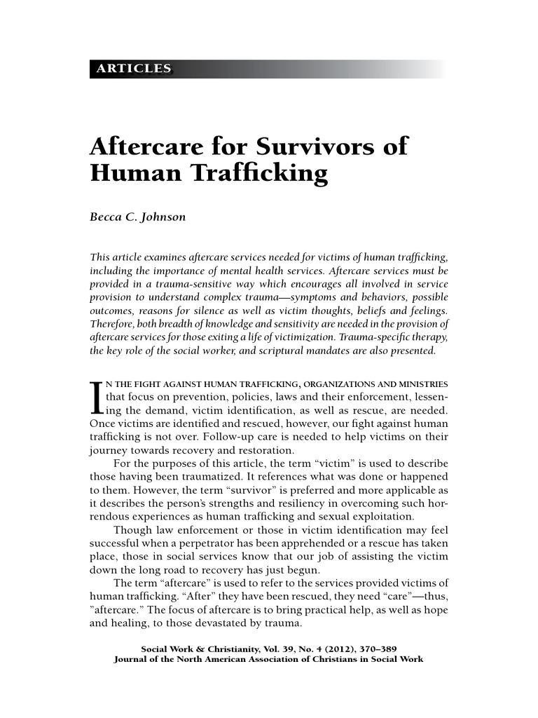 Aftercare For Survivors of Human Trafficking | PDF | Complex Post ...